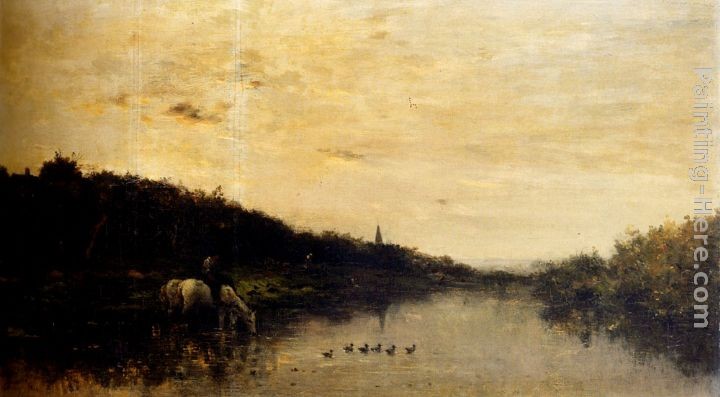 Charles-Francois Daubigny Chevaux Au Bord De L'Oise